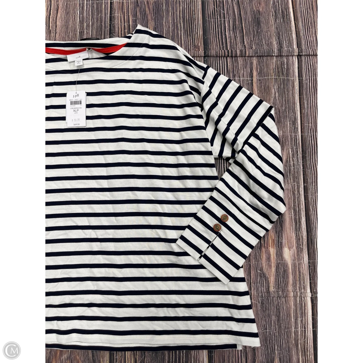 Top Long Sleeve By J. Jill In Blue & White, Size: Xl