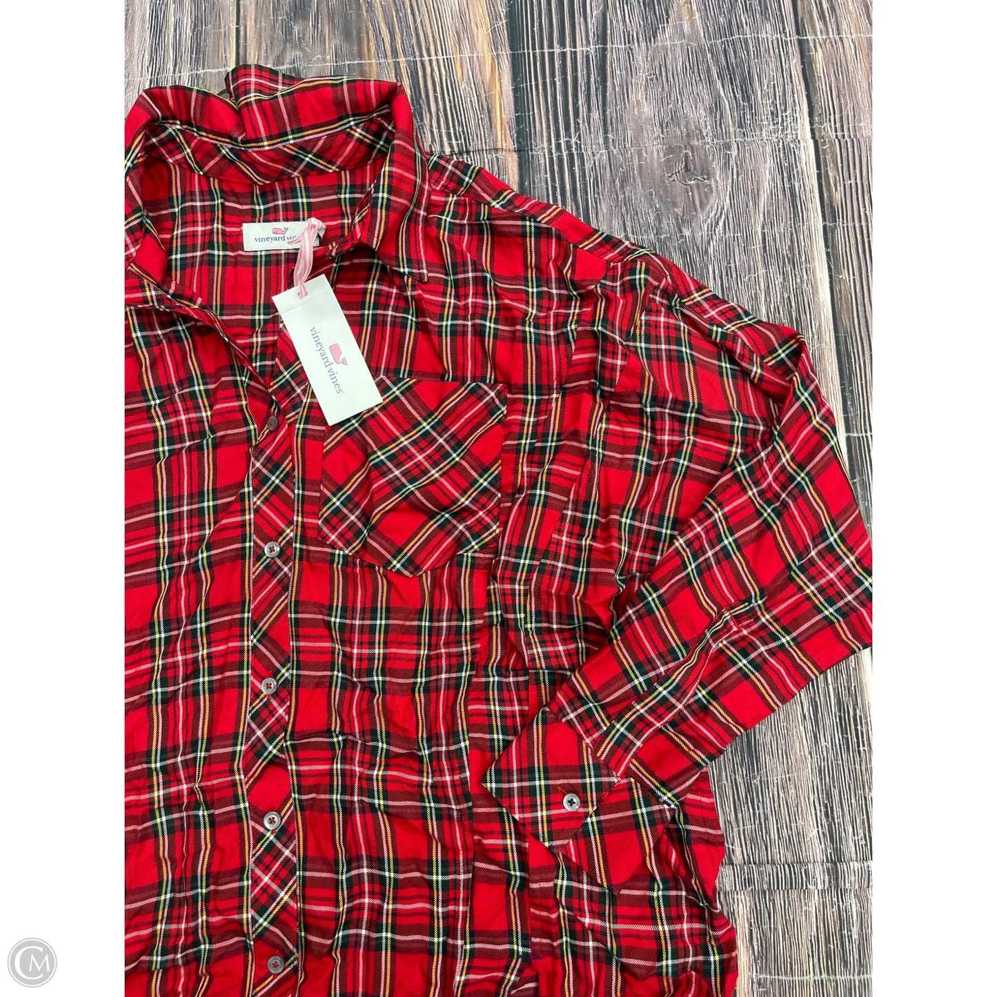 Top Long Sleeve By Vineyard Vines In Plaid Pattern, Size: Xs