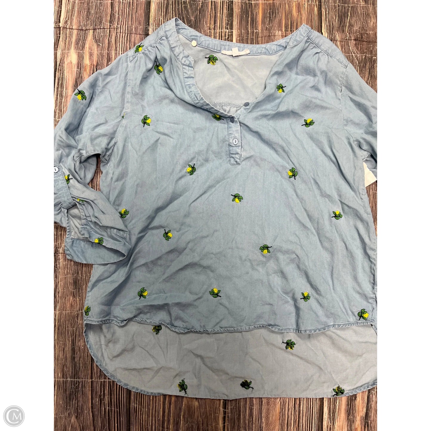 Top Long Sleeve By Jane And Delancey In Blue, Size: 1x