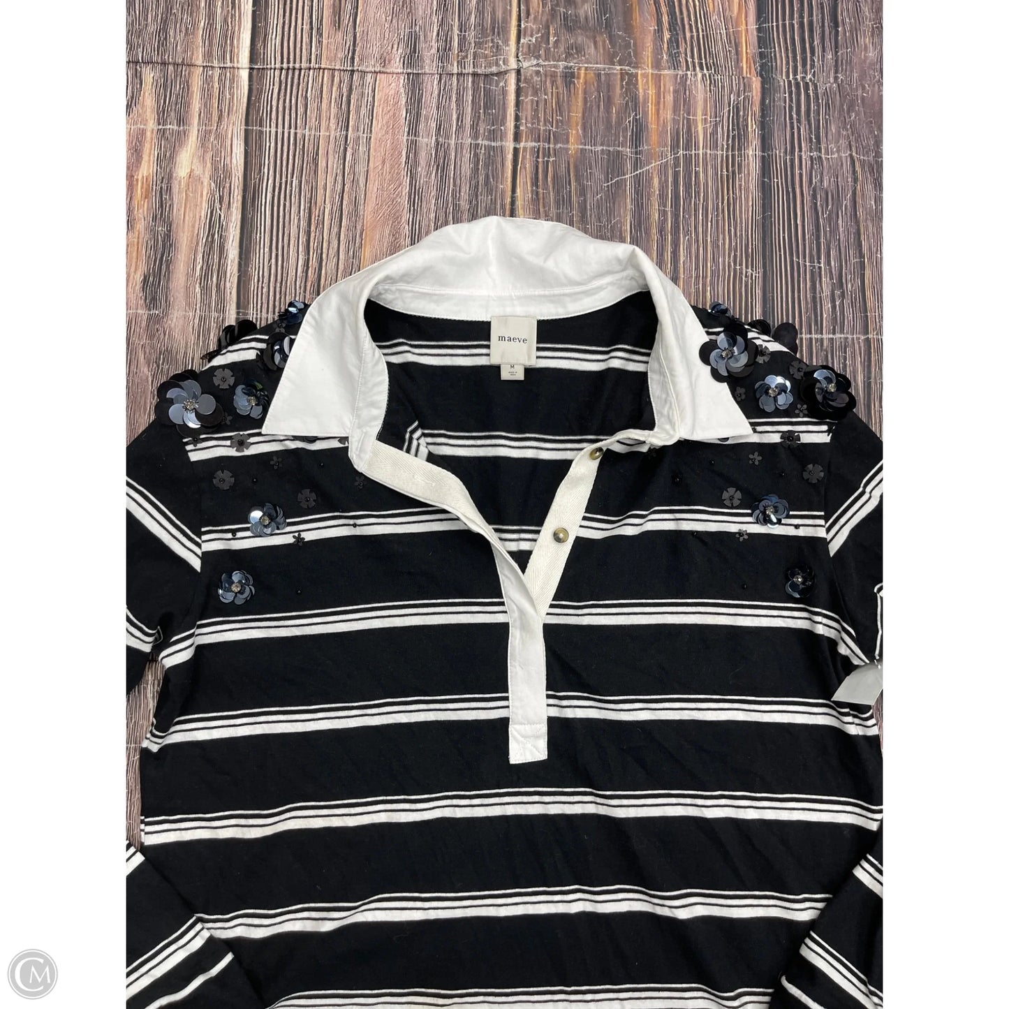 Top Long Sleeve By Maeve In Black, Size: M