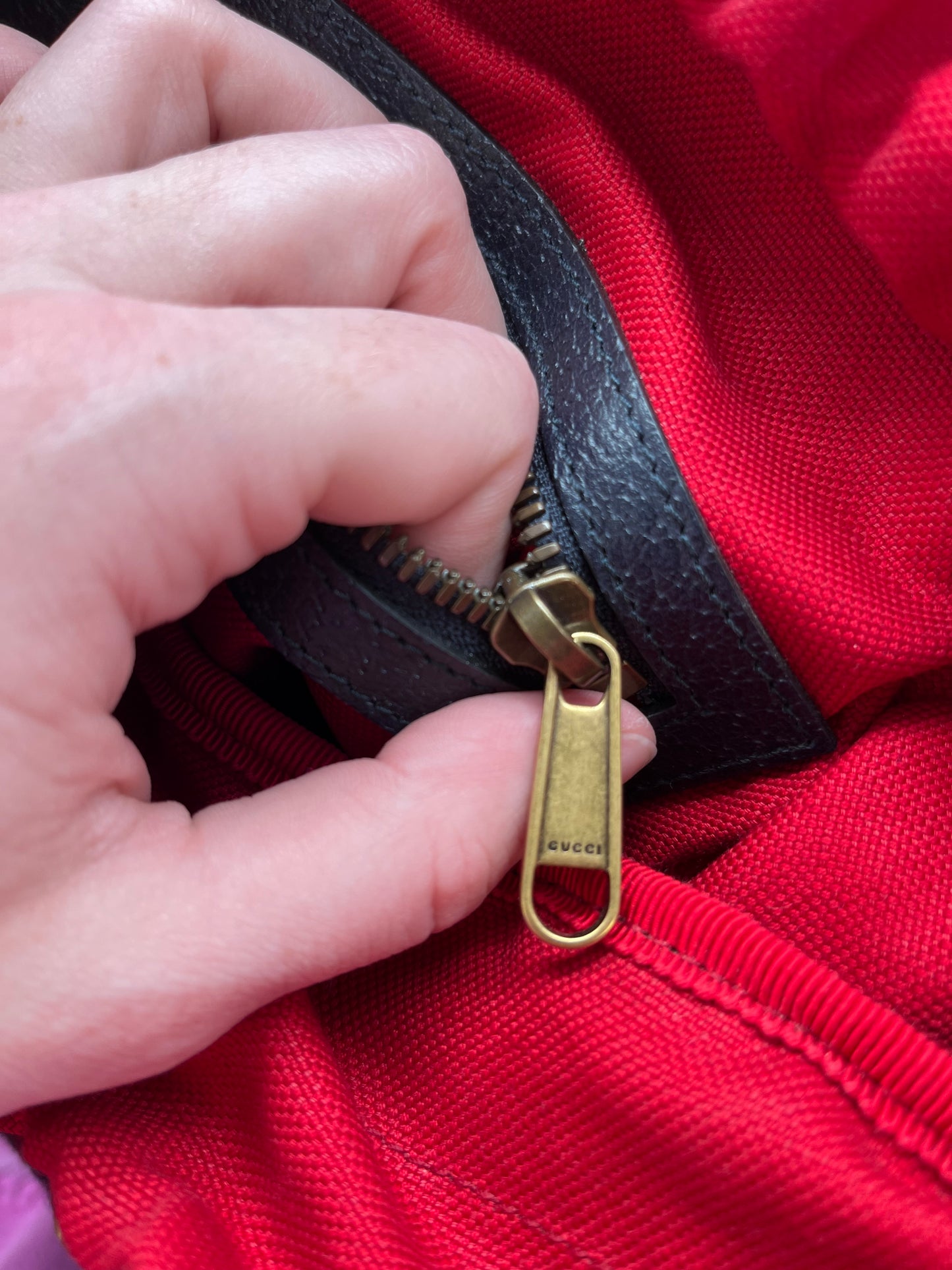 Backpack Luxury Designer By Gucci, Size: Medium
