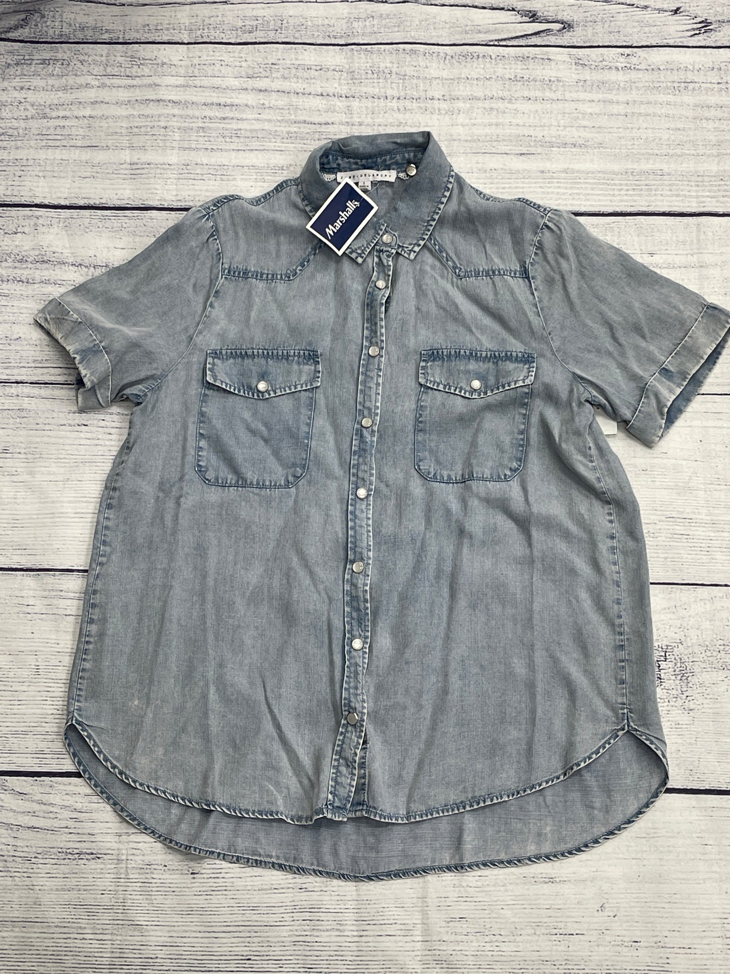 Top Short Sleeve By Jane And Delancey In Blue Denim, Size: S