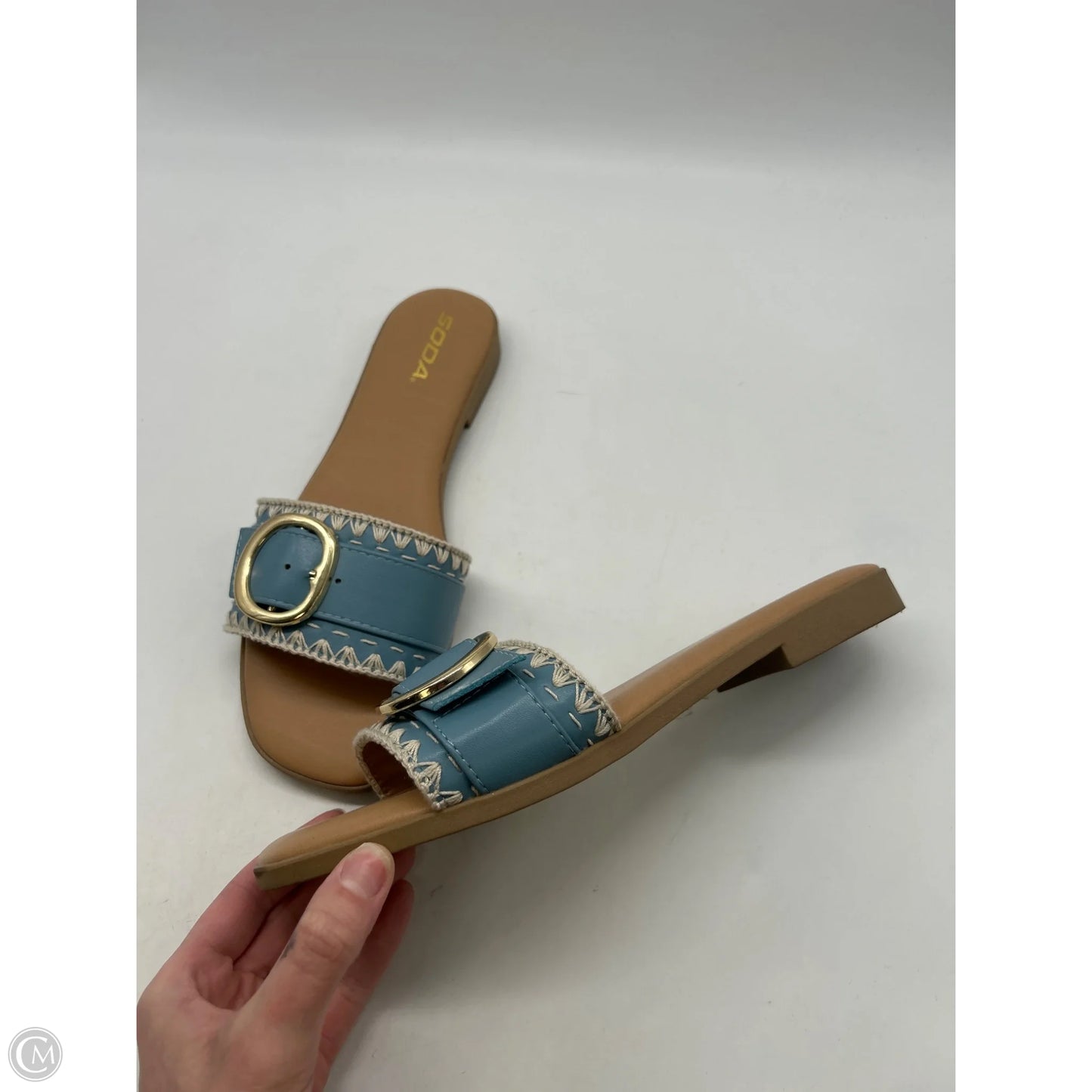 Sandals Flats By Soda In Blue, Size: 10