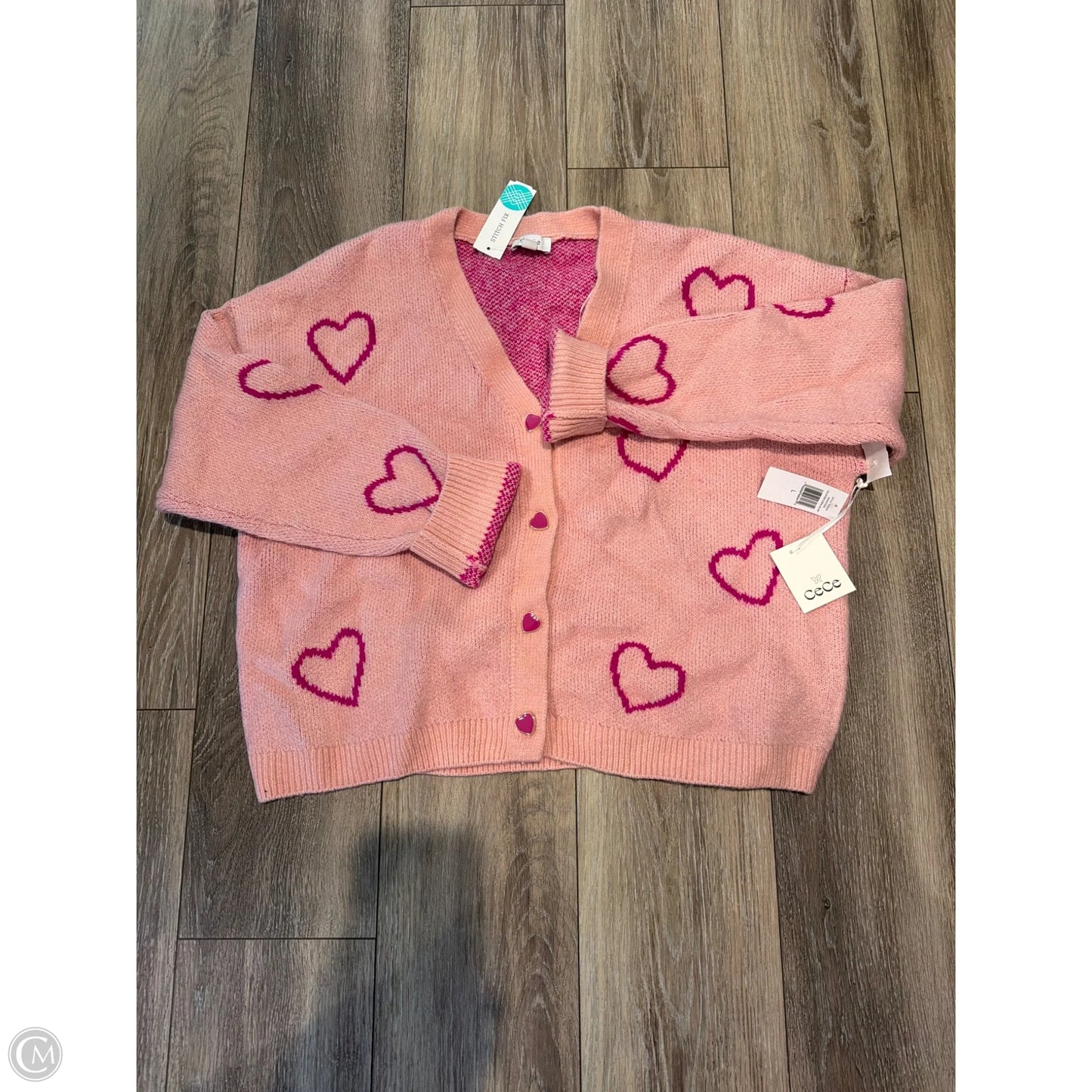 Sweater Cardigan By Cece In Pink, Size: L