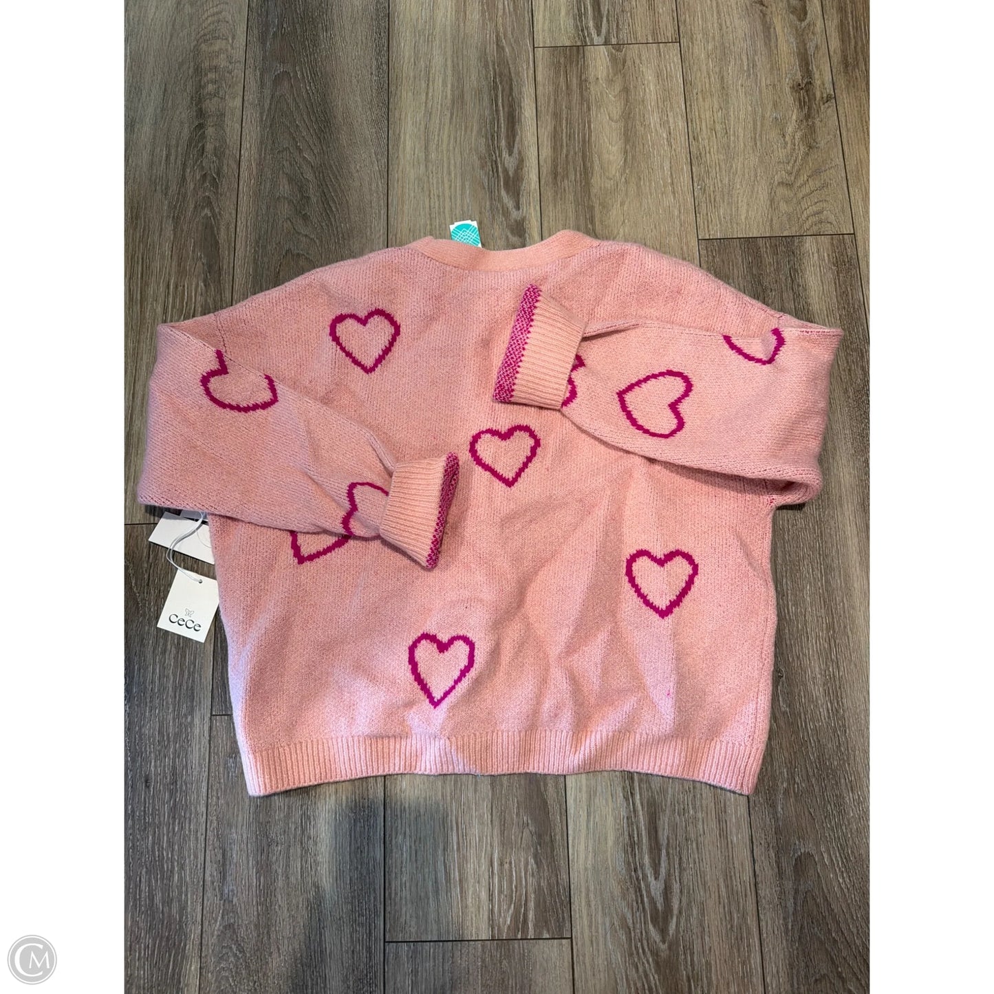 Sweater Cardigan By Cece In Pink, Size: L