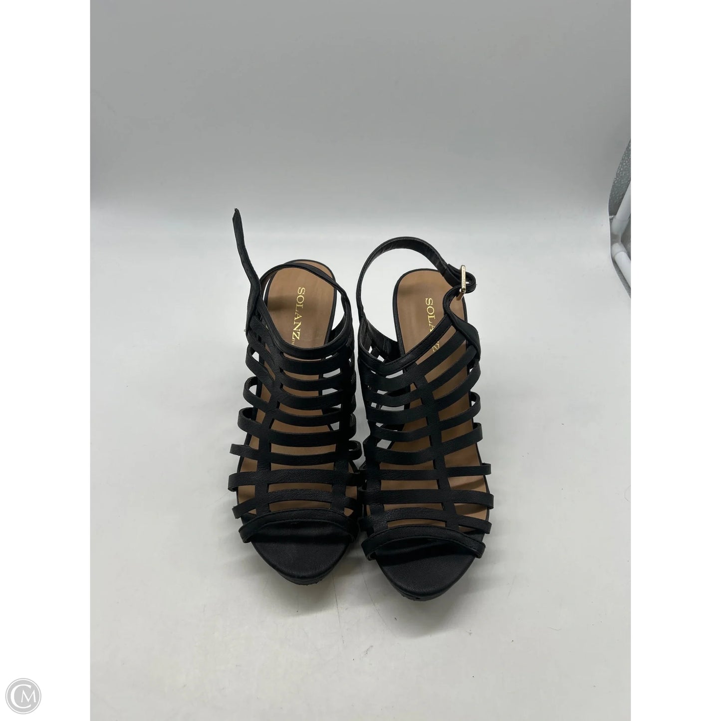 Sandals Heels Block By Solanz In Black, Size: 8.5