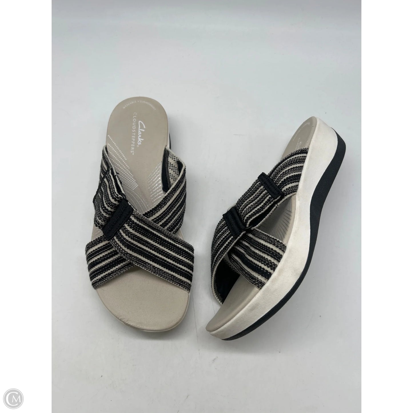 Sandals Sport By Clarks In Black & Cream, Size: 7.5