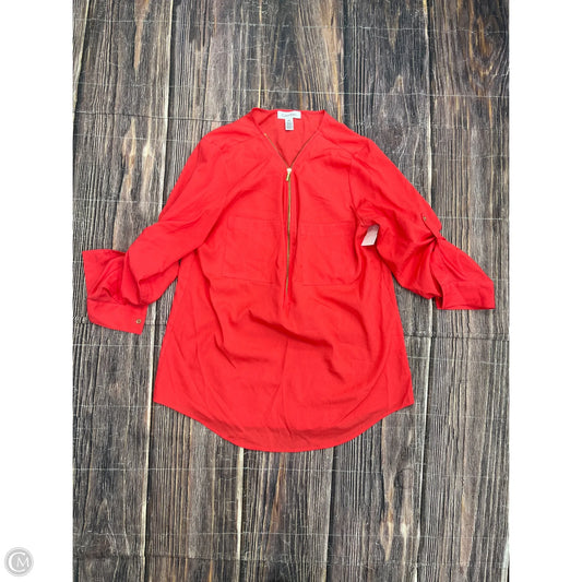 Top 3/4 Sleeve By Calvin Klein In Red, Size: M