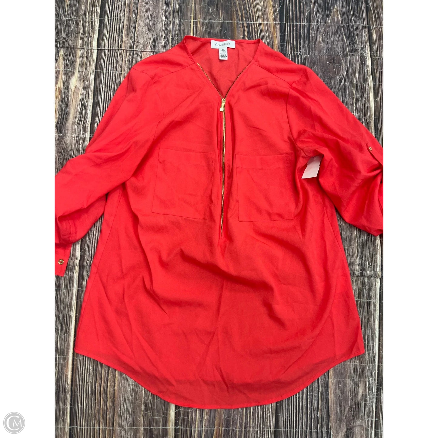 Top 3/4 Sleeve By Calvin Klein In Red, Size: M