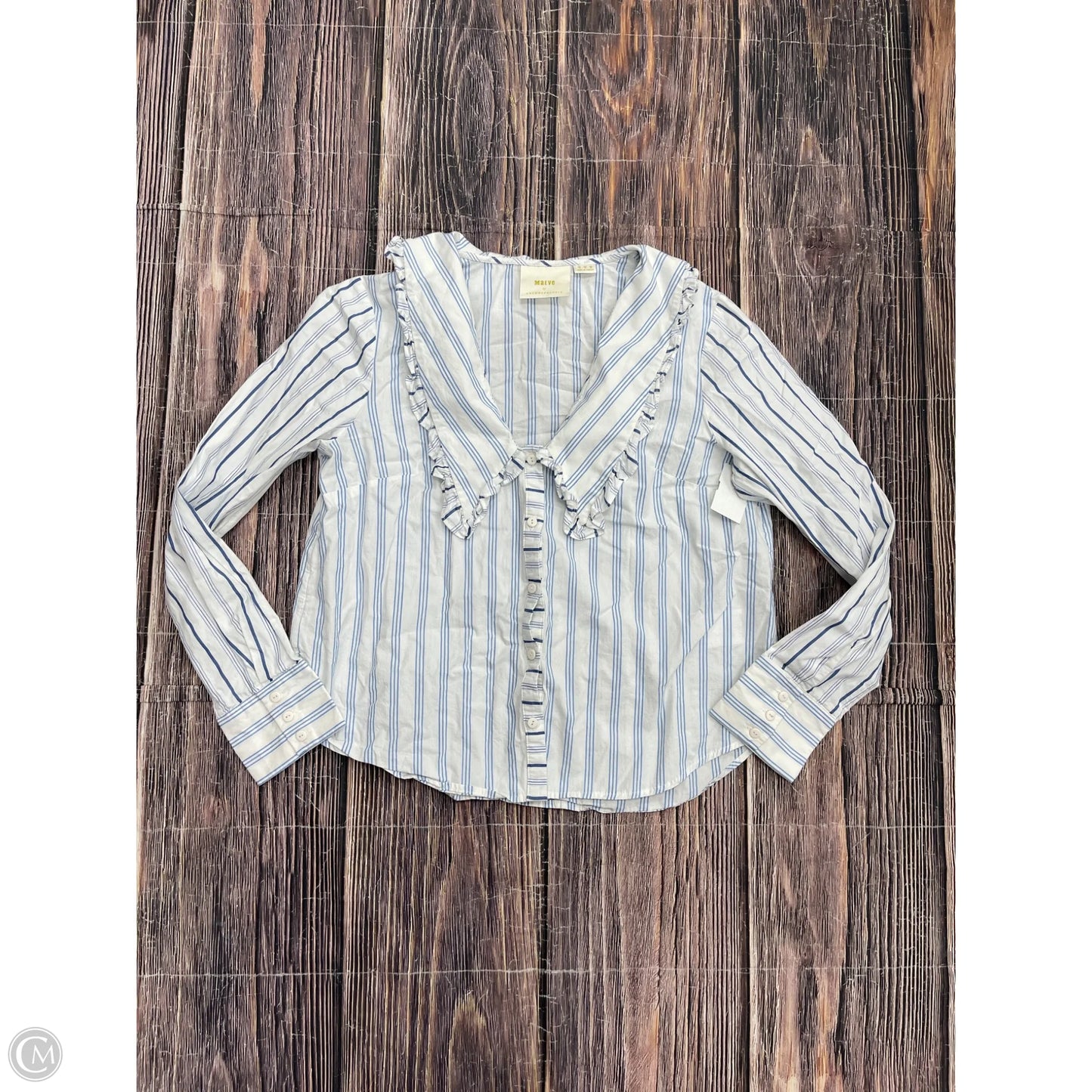 Top Long Sleeve By Maeve In Striped Pattern, Size: 10