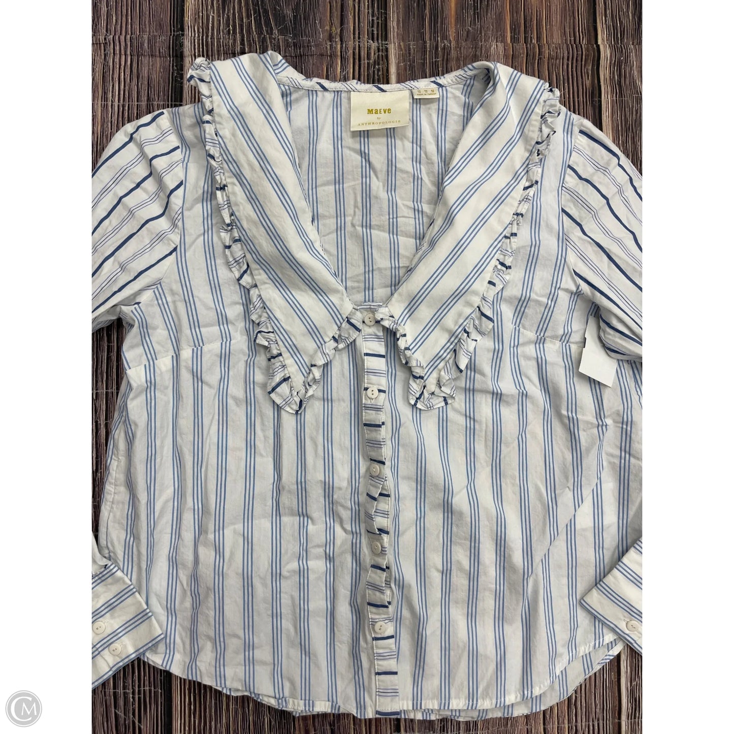 Top Long Sleeve By Maeve In Striped Pattern, Size: 10
