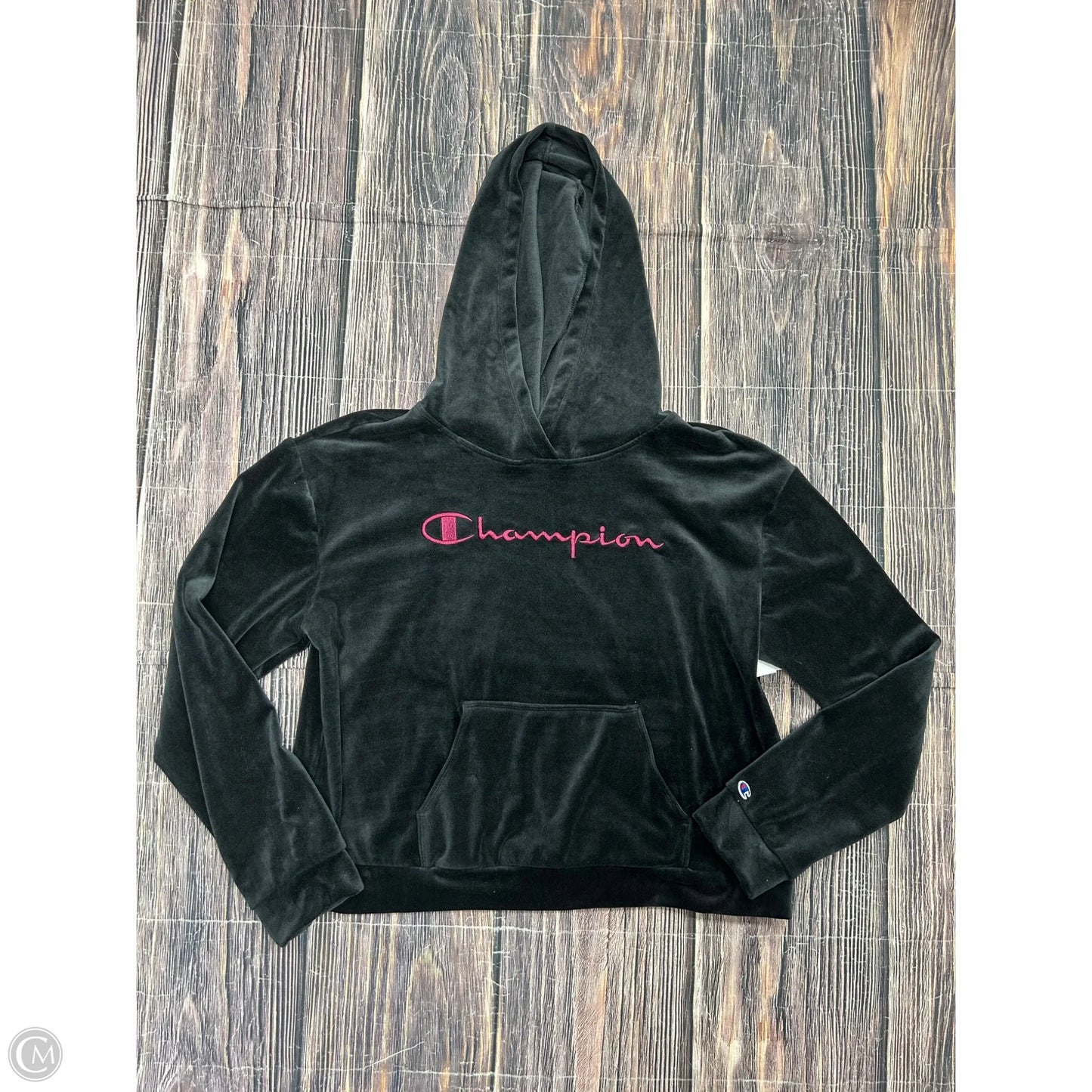 Sweatshirt Hoodie By Champion In Black, Size: L