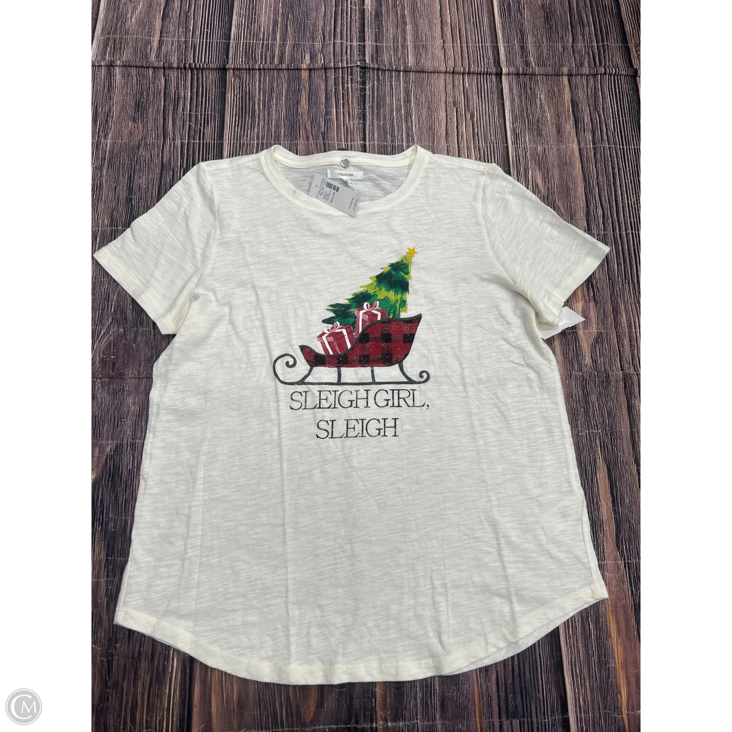 Top Short Sleeve By Maurices In Cream, Size: M