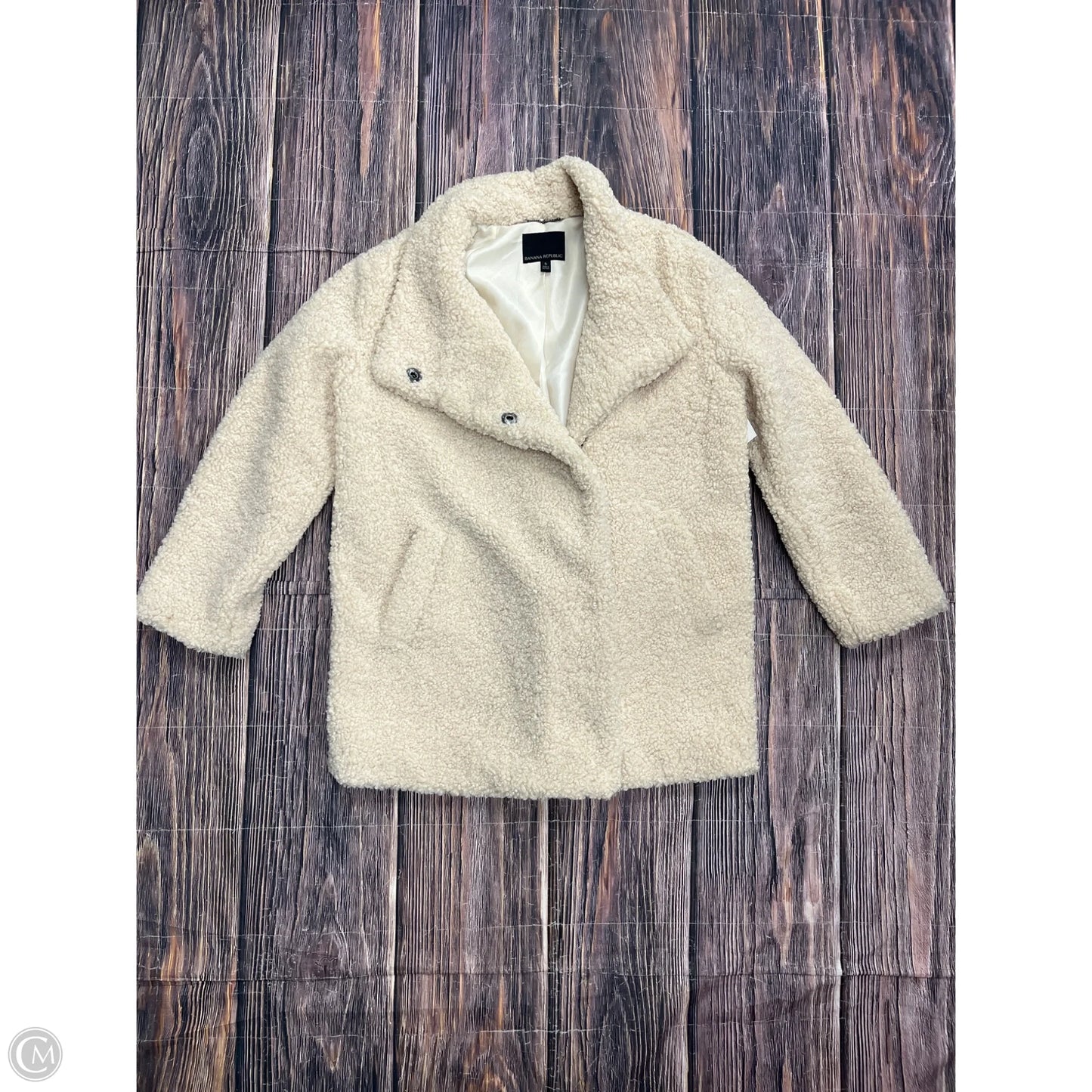 Coat Wool By Banana Republic In Ivory, Size: S