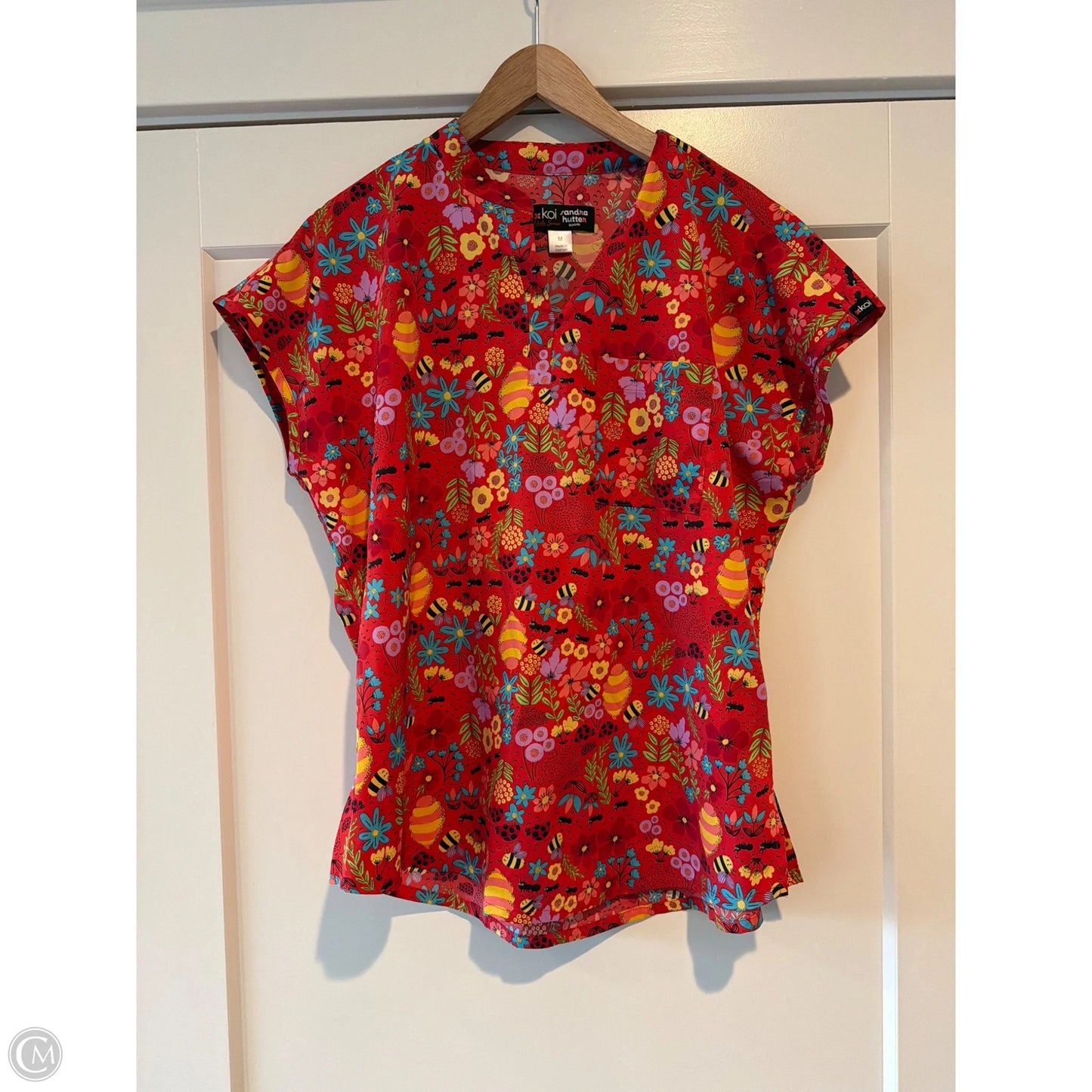 Top Short Sleeve By Clothes Mentor In Floral Print, Size: M