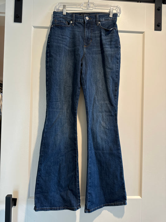 Jeans Flared By Banana Republic In Blue Denim, Size: 0