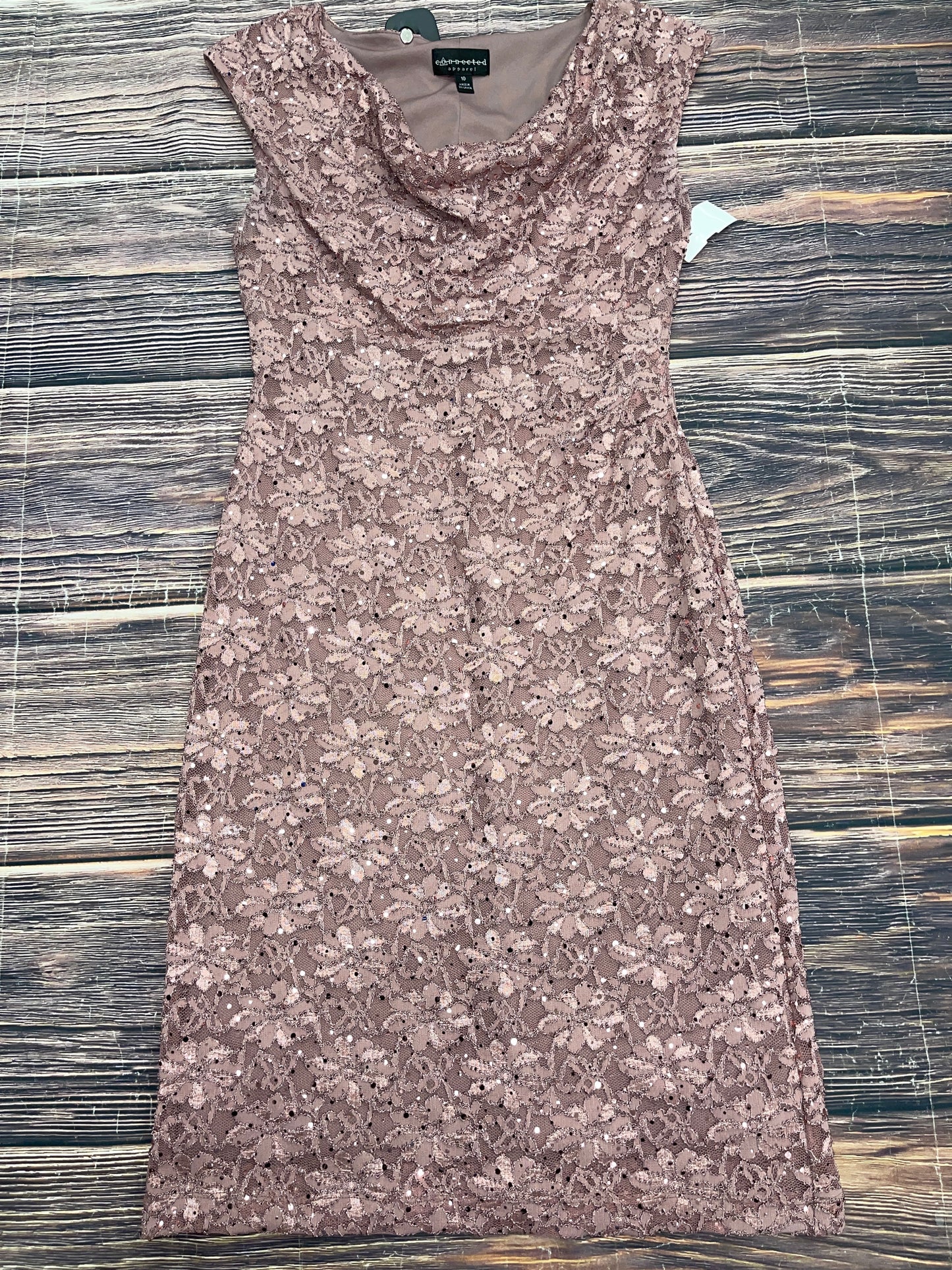 Dress Party Midi By Connected Apparel In Mauve, Size: 10