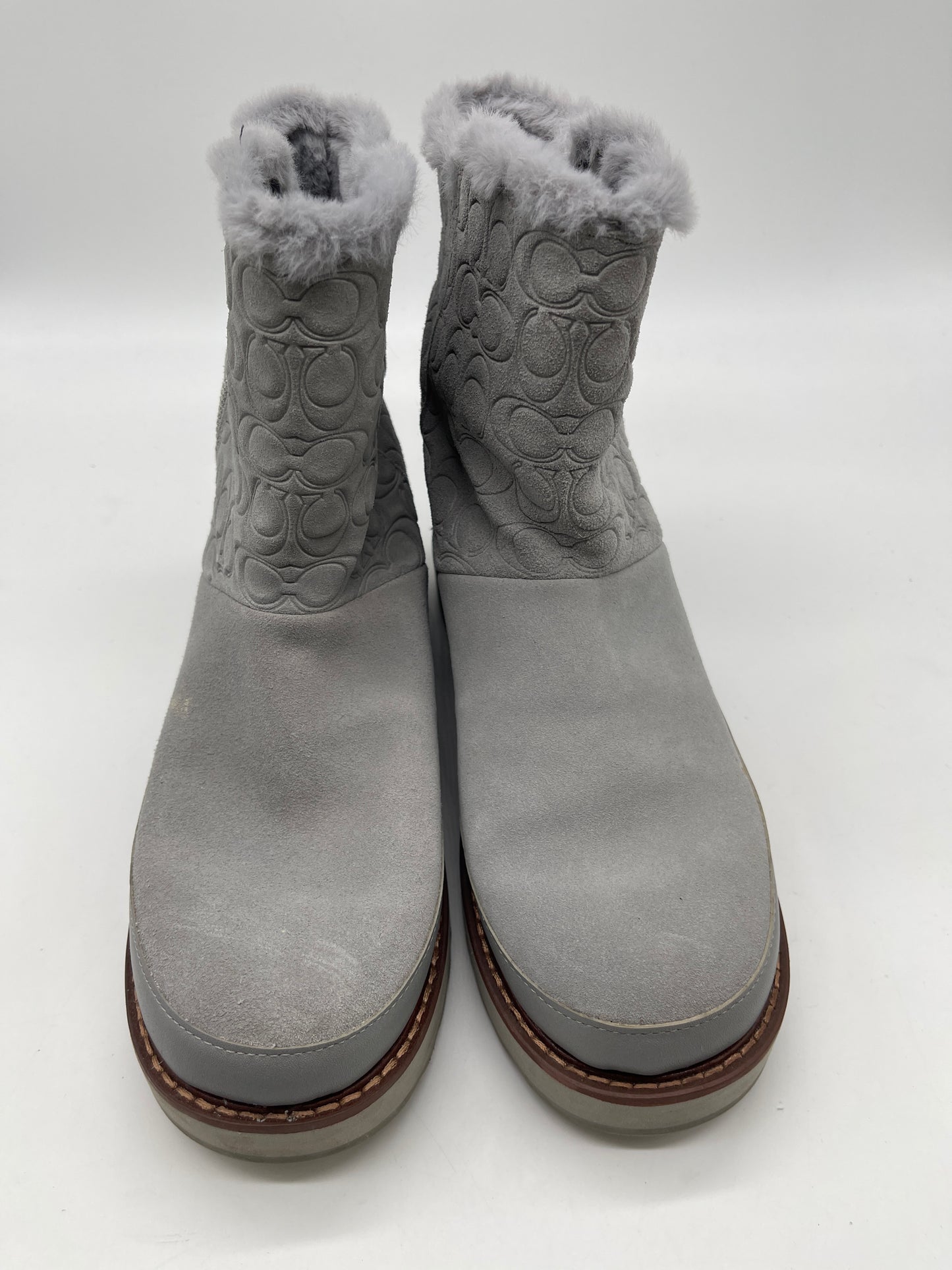 Boots Ankle Flats By Coach In Grey, Size: 7.5