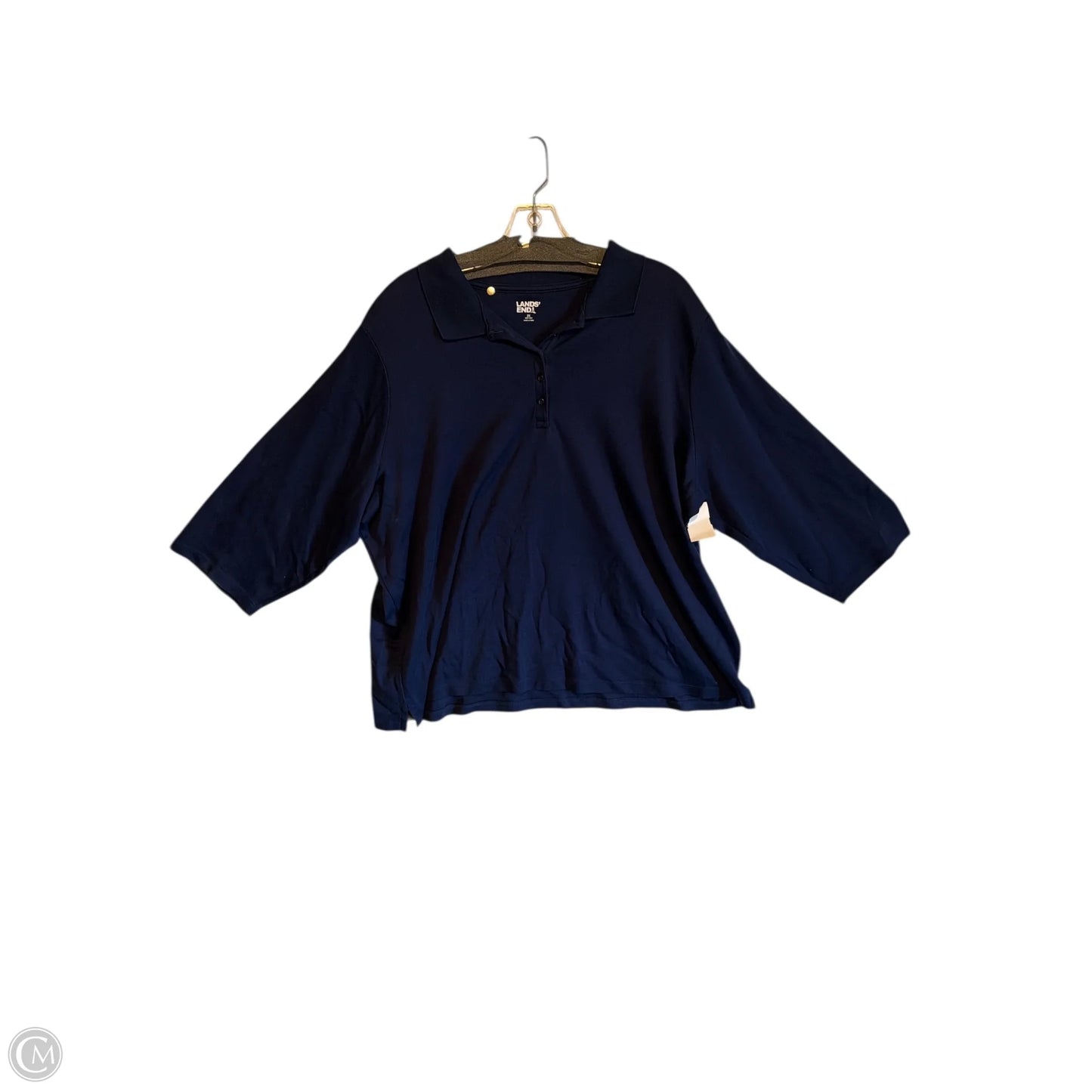 Top 3/4 Sleeve Basic By Lands End In Blue, Size: 2x