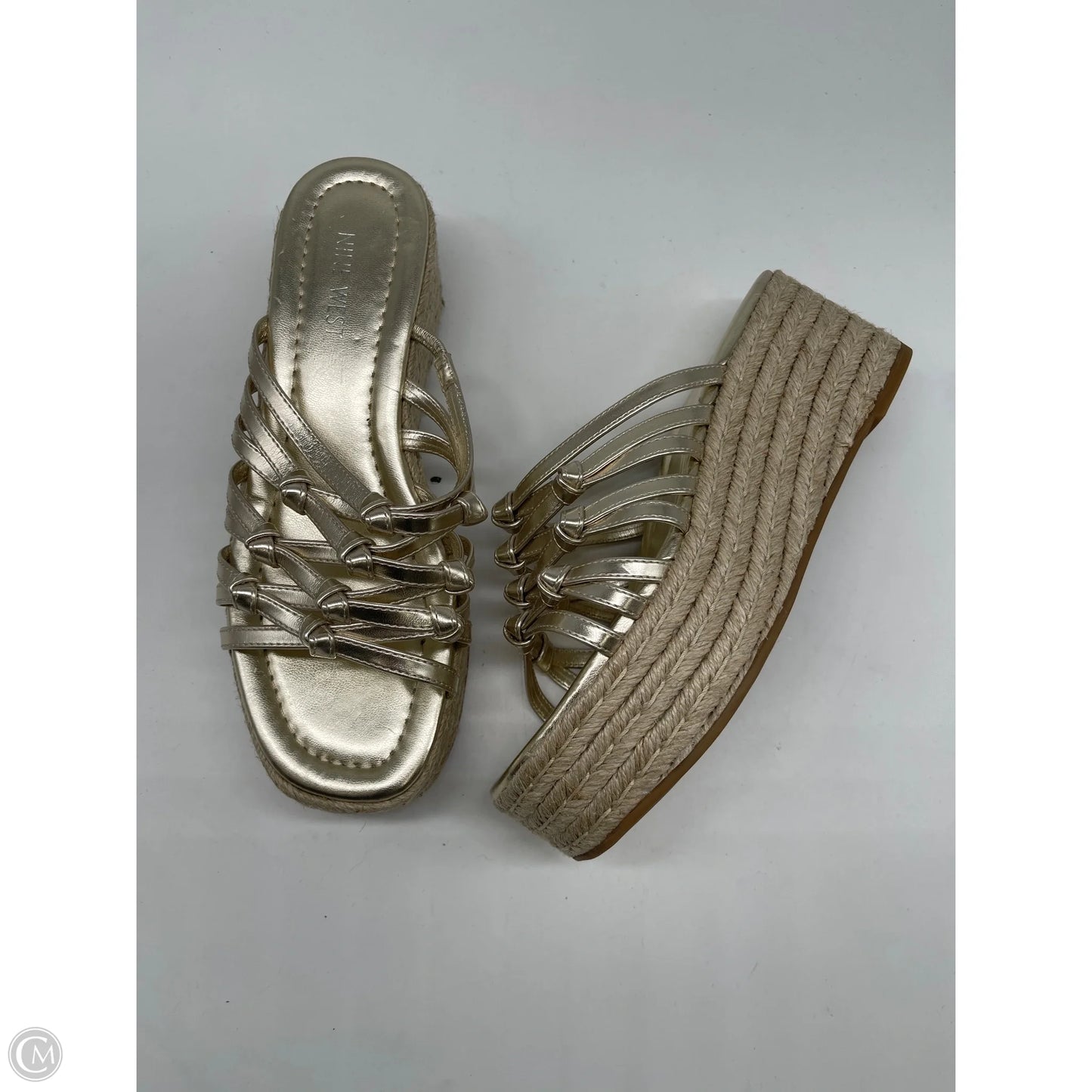Sandals Heels Wedge By Nine West In Gold, Size: 7.5