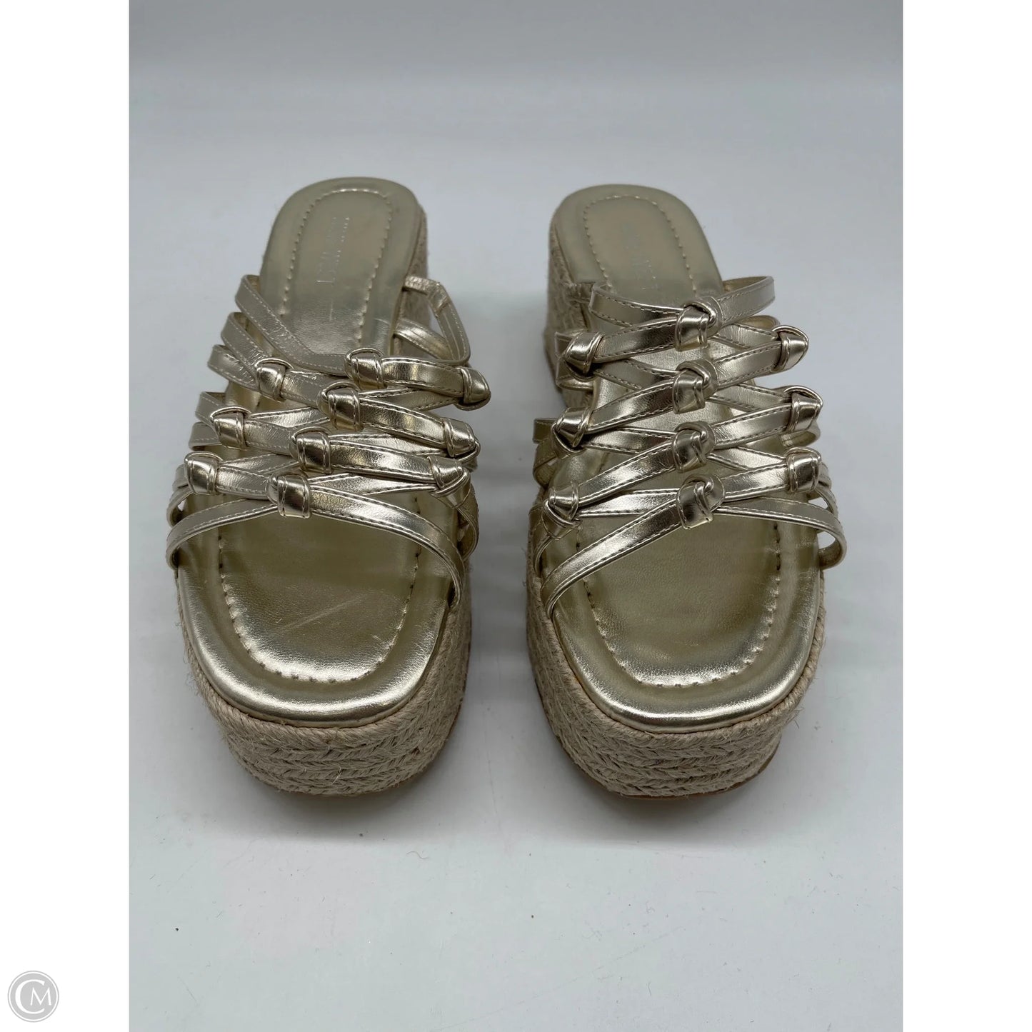 Sandals Heels Wedge By Nine West In Gold, Size: 7.5