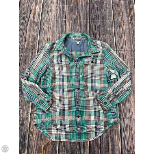 Jacket Shirt By L.l. Bean In Green, Size: L