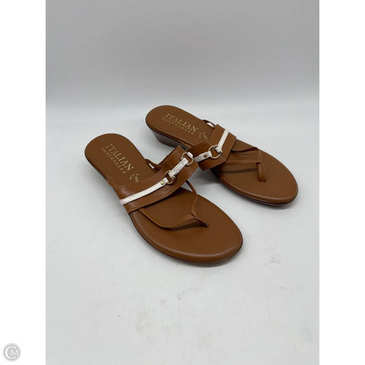 Sandals Heels Wedge By Italian Shoemakers In Brown, Size: 8.5