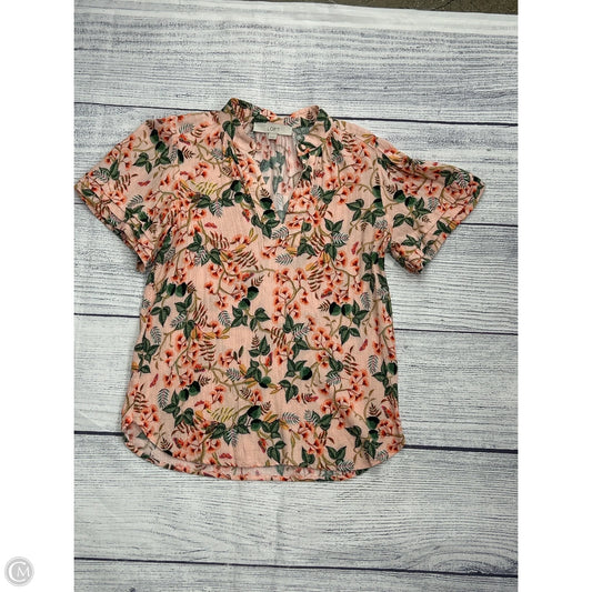 Top Short Sleeve By Loft In Pink, Size: Xs