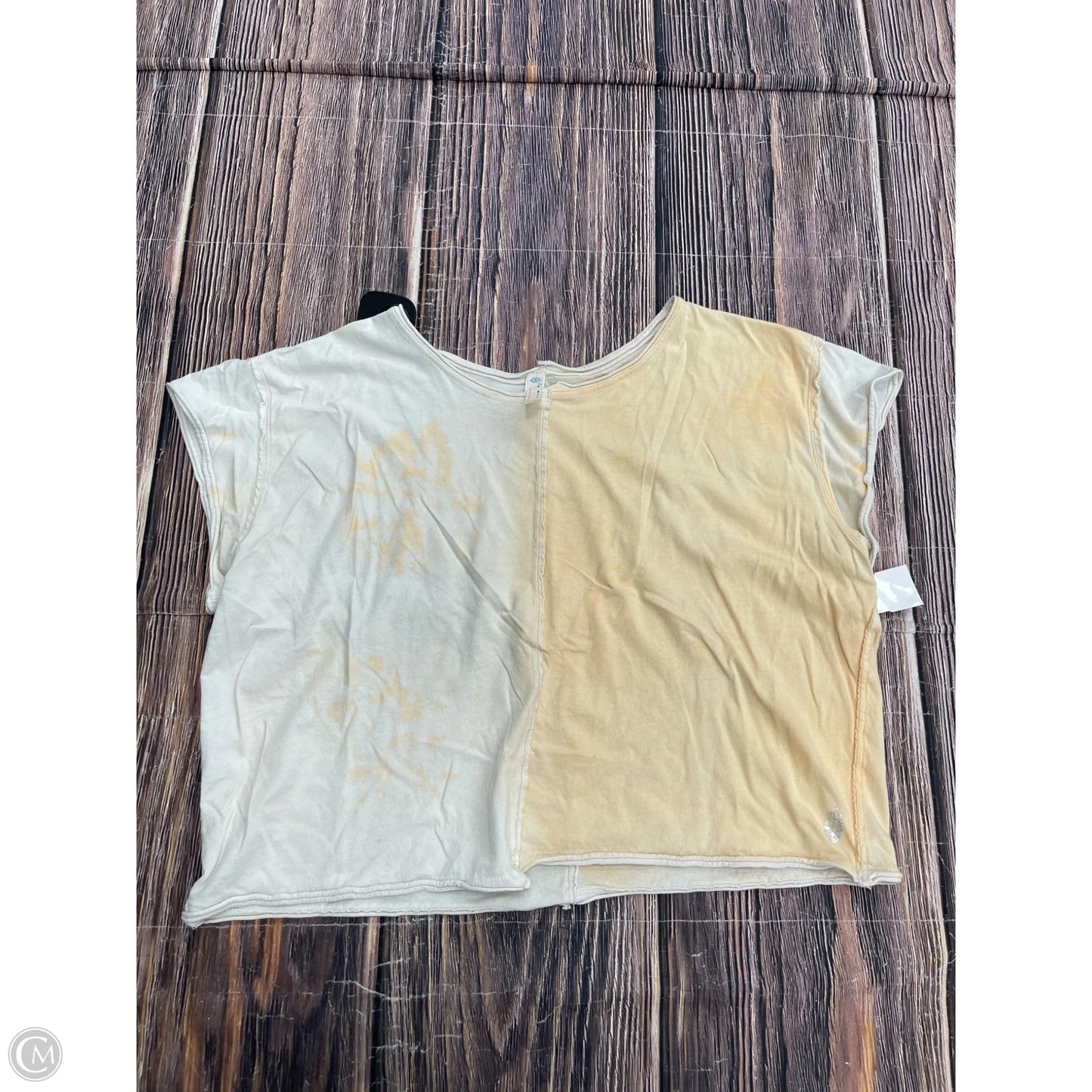 Athletic Top Short Sleeve By Free People In White & Yellow, Size: M