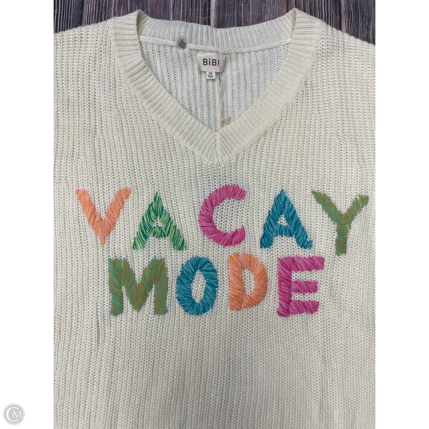 Sweater Short Sleeve By Bibi In Cream, Size: 2x