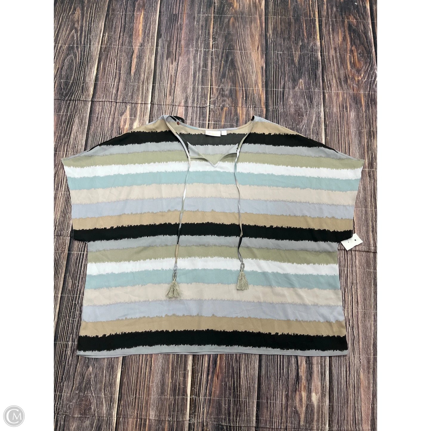 Top Short Sleeve By Belle By Kim Gravel In Grey, Size: 2x