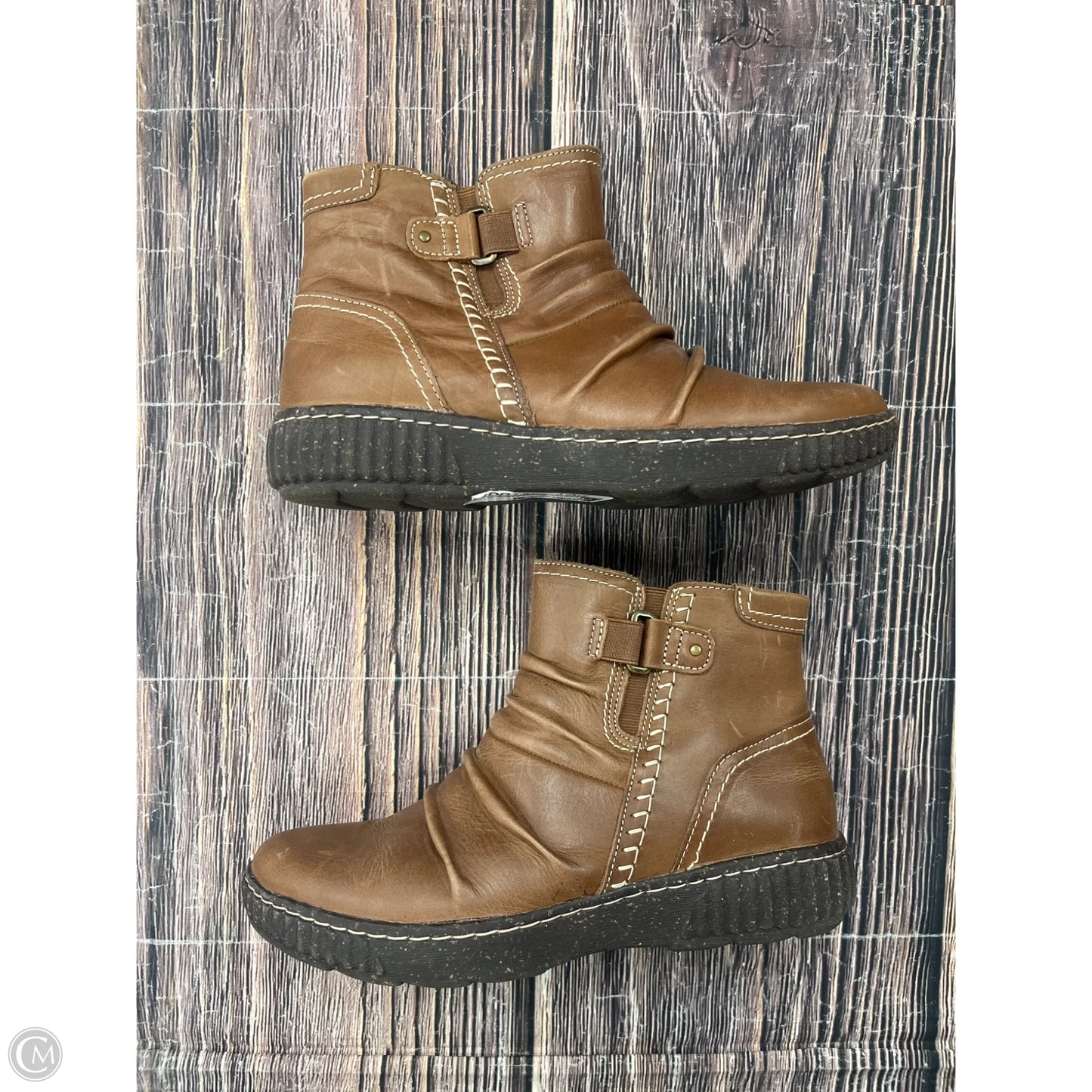 Boots Ankle Flats By Clarks In Brown, Size: 7