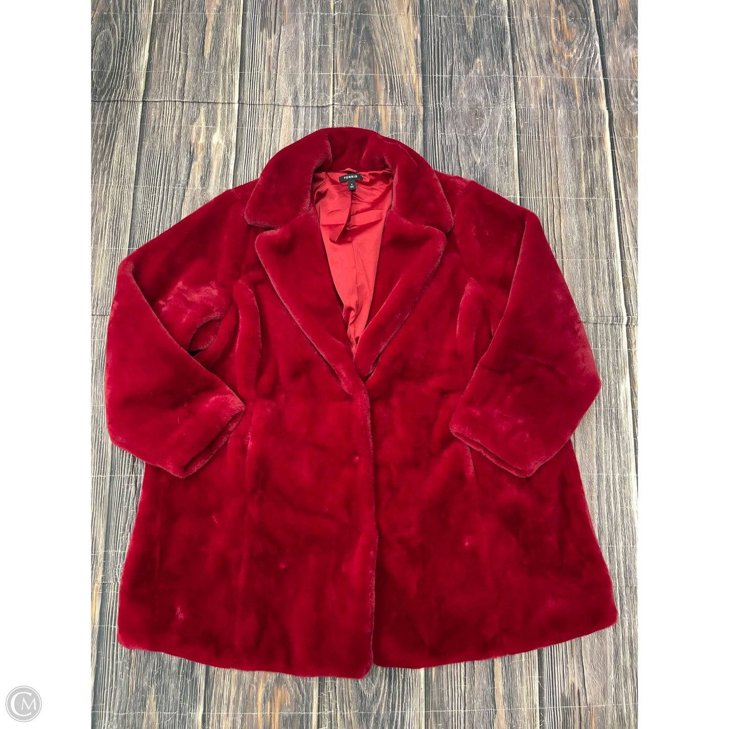 Coat Faux Fur & Sherpa By Torrid In Red, Size: 4x