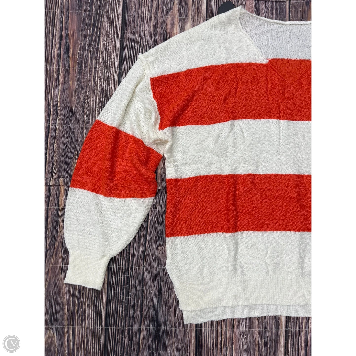 Top Long Sleeve By Clothes Mentor In Orange & White, Size: Xl