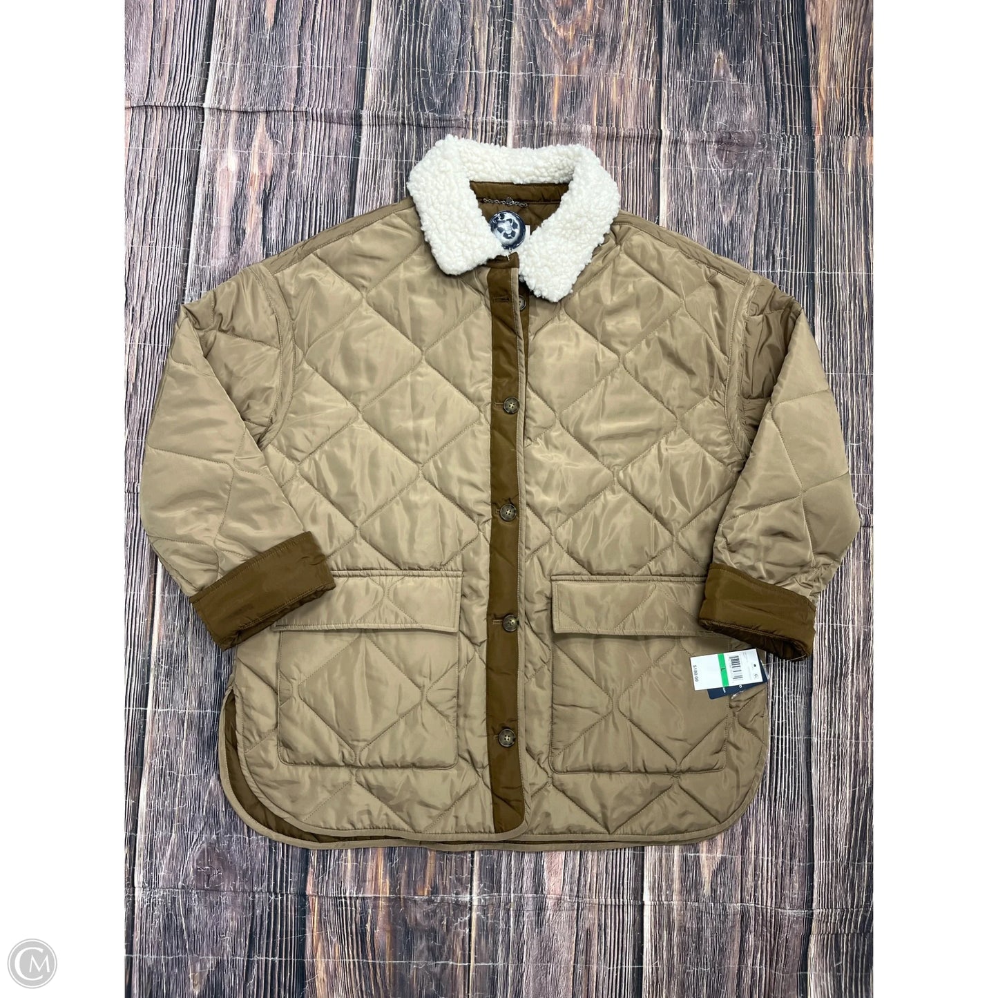 Coat Puffer & Quilted By Lucky Brand In Brown, Size: L