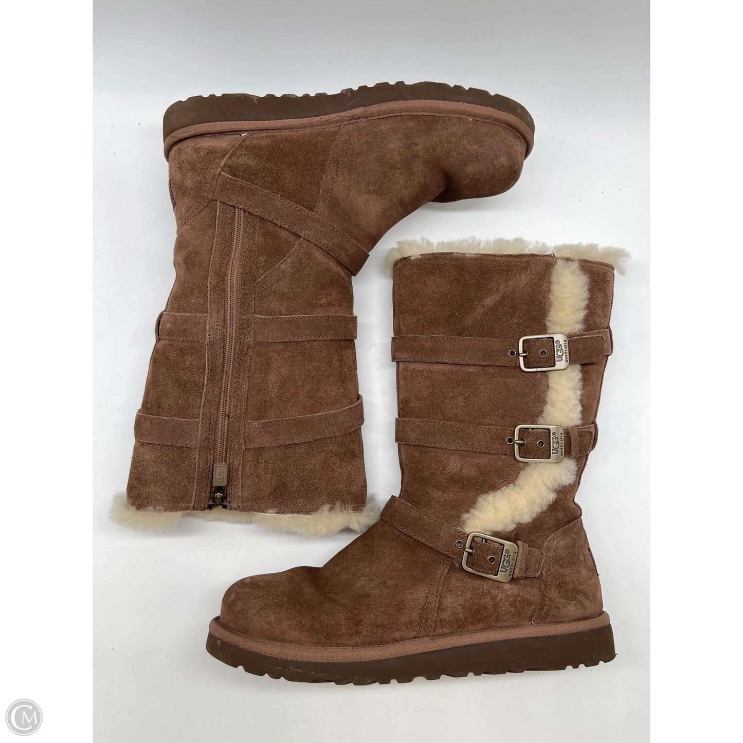 Boots Designer By Ugg In Brown, Size: 6