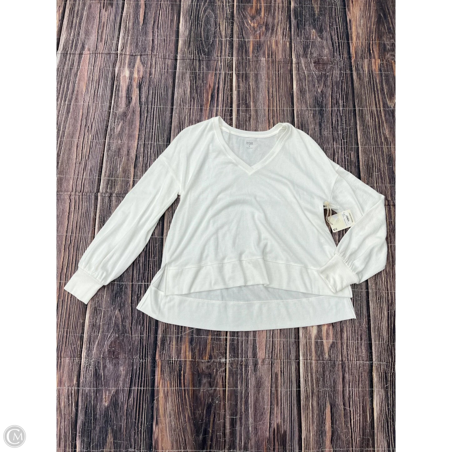 Top Long Sleeve By Ana In White, Size: S