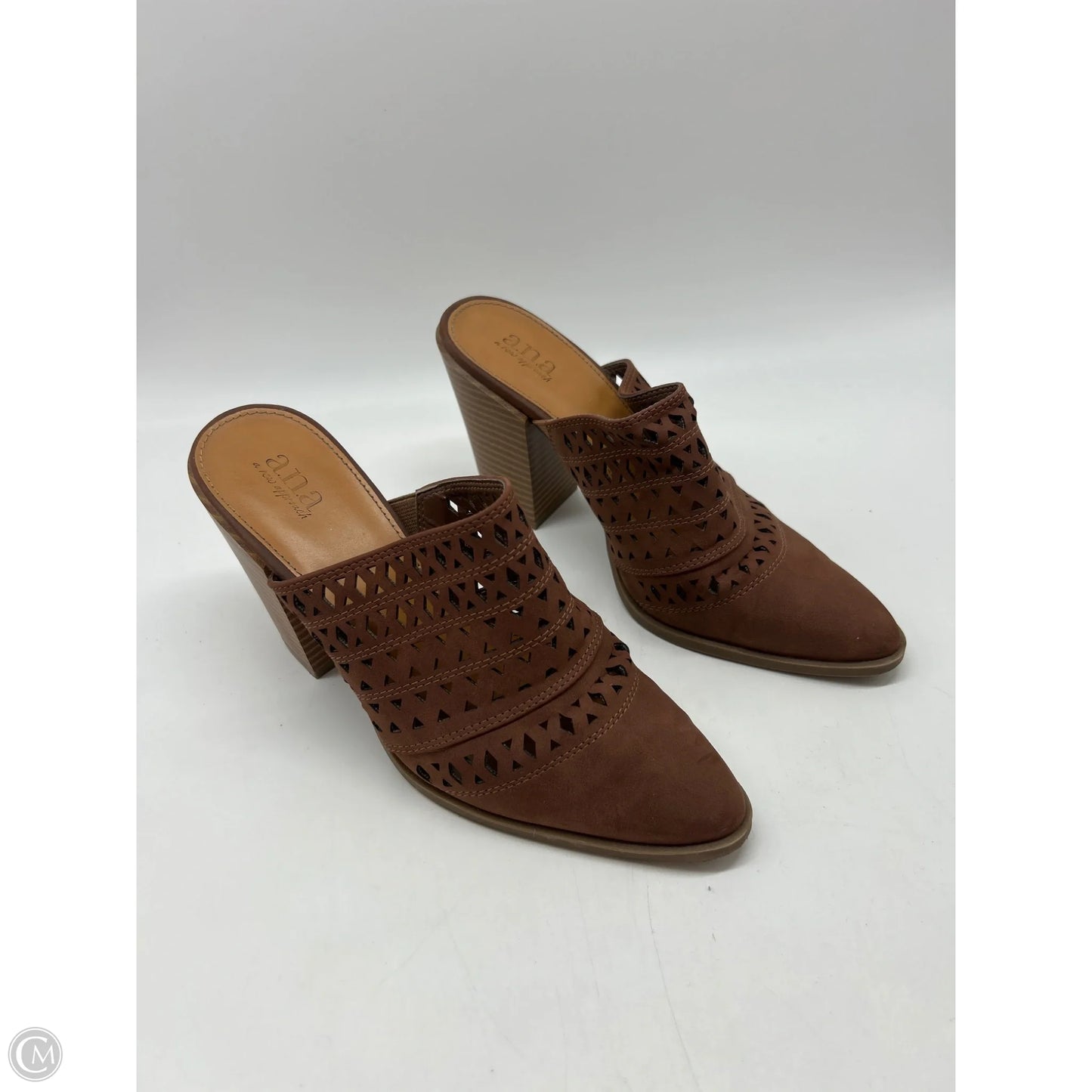 Shoes Heels Block By Ana In Brown, Size: 7