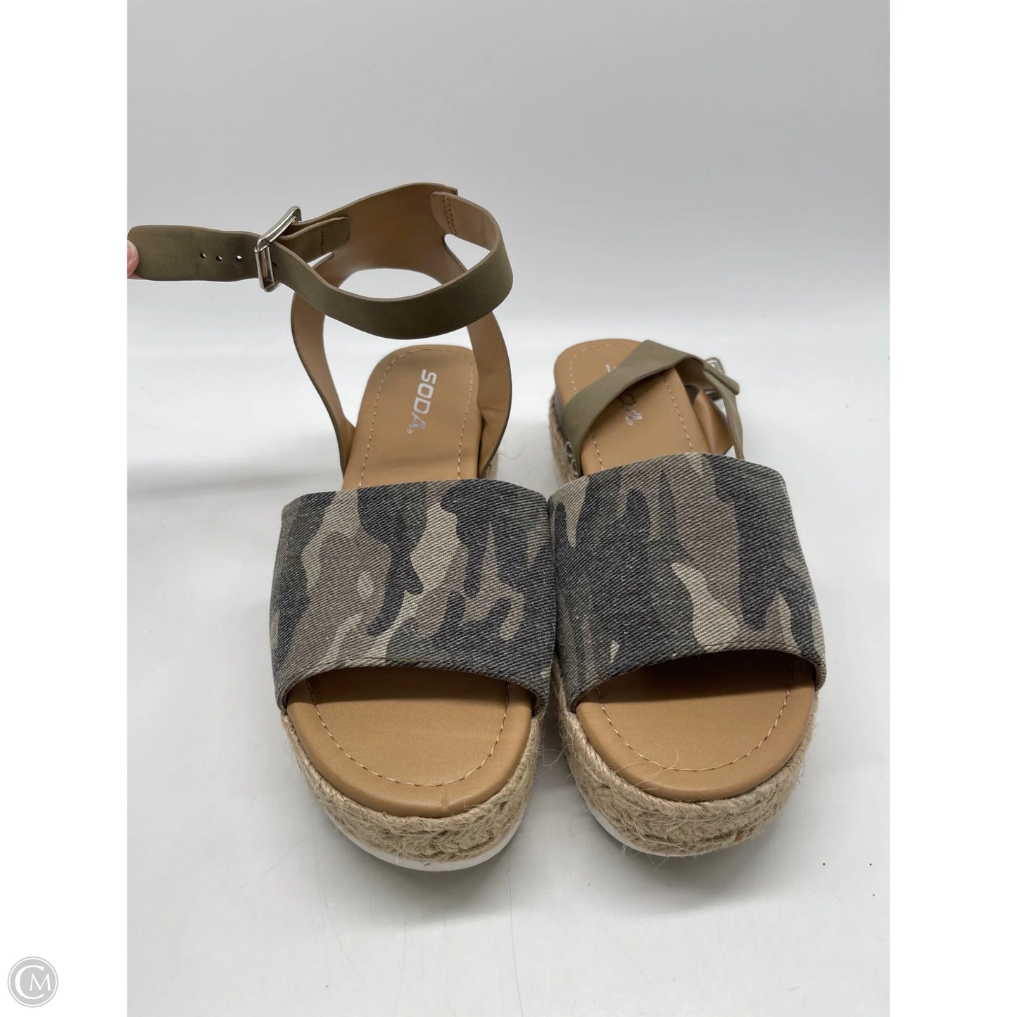 Sandals Heels Platform By Soda In Camouflage Print, Size: 8