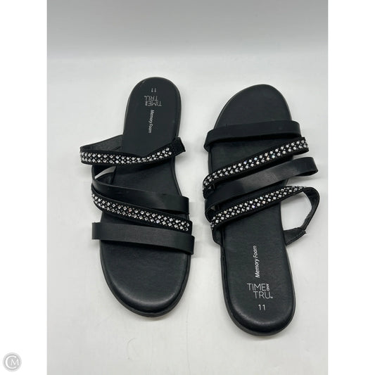 Sandals Flats By Time And Tru In Black, Size: 11