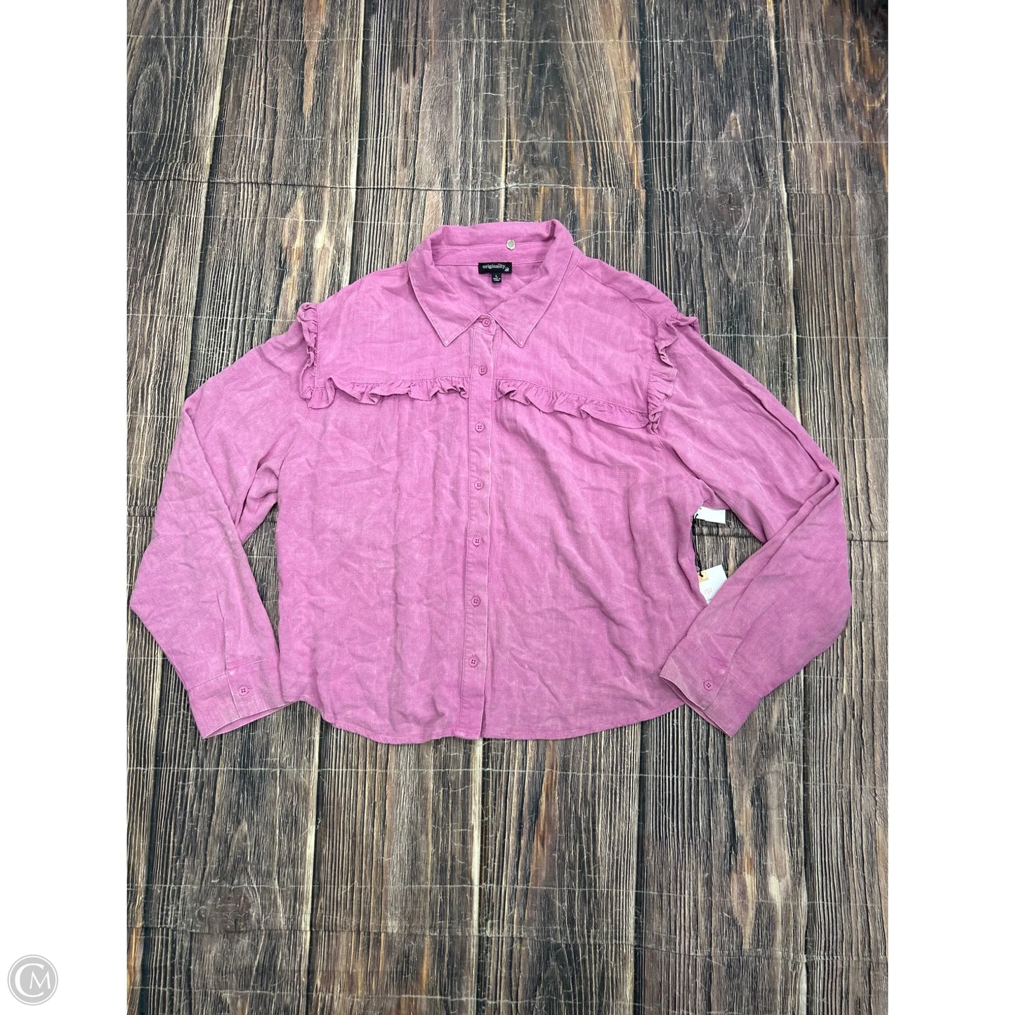 Top Long Sleeve By Originality In Purple, Size: L