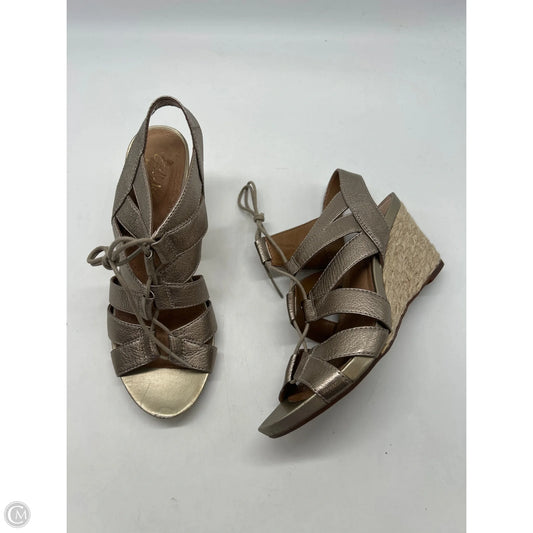 Sandals Heels Wedge By Clarks In Gold, Size: 7