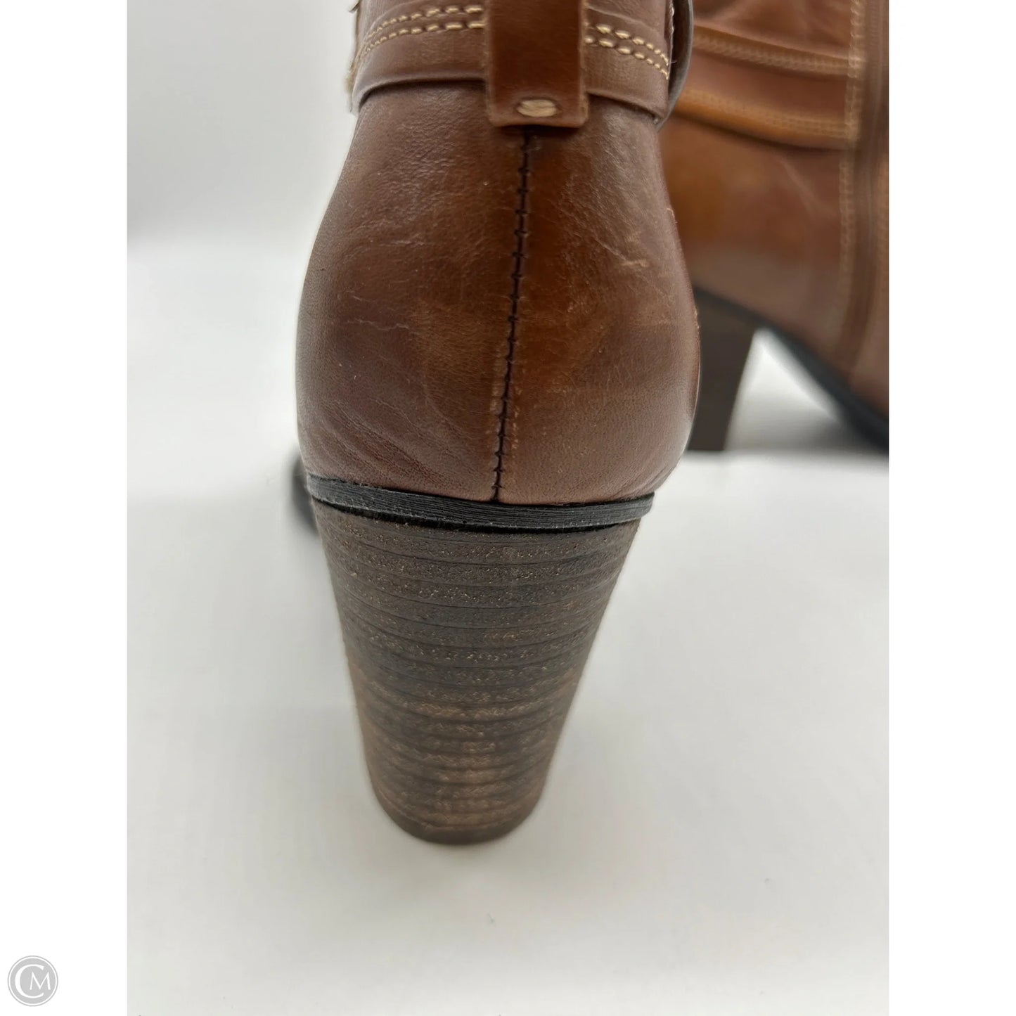 Boots Ankle Heels By Sofft In Brown, Size: 9