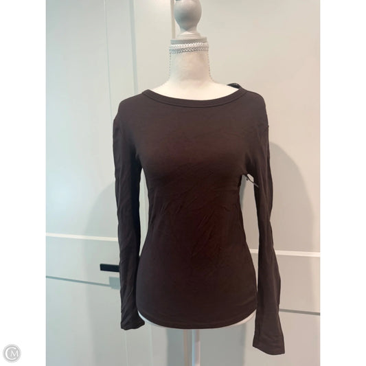 Top Long Sleeve Basic By Gap In Brown, Size: S