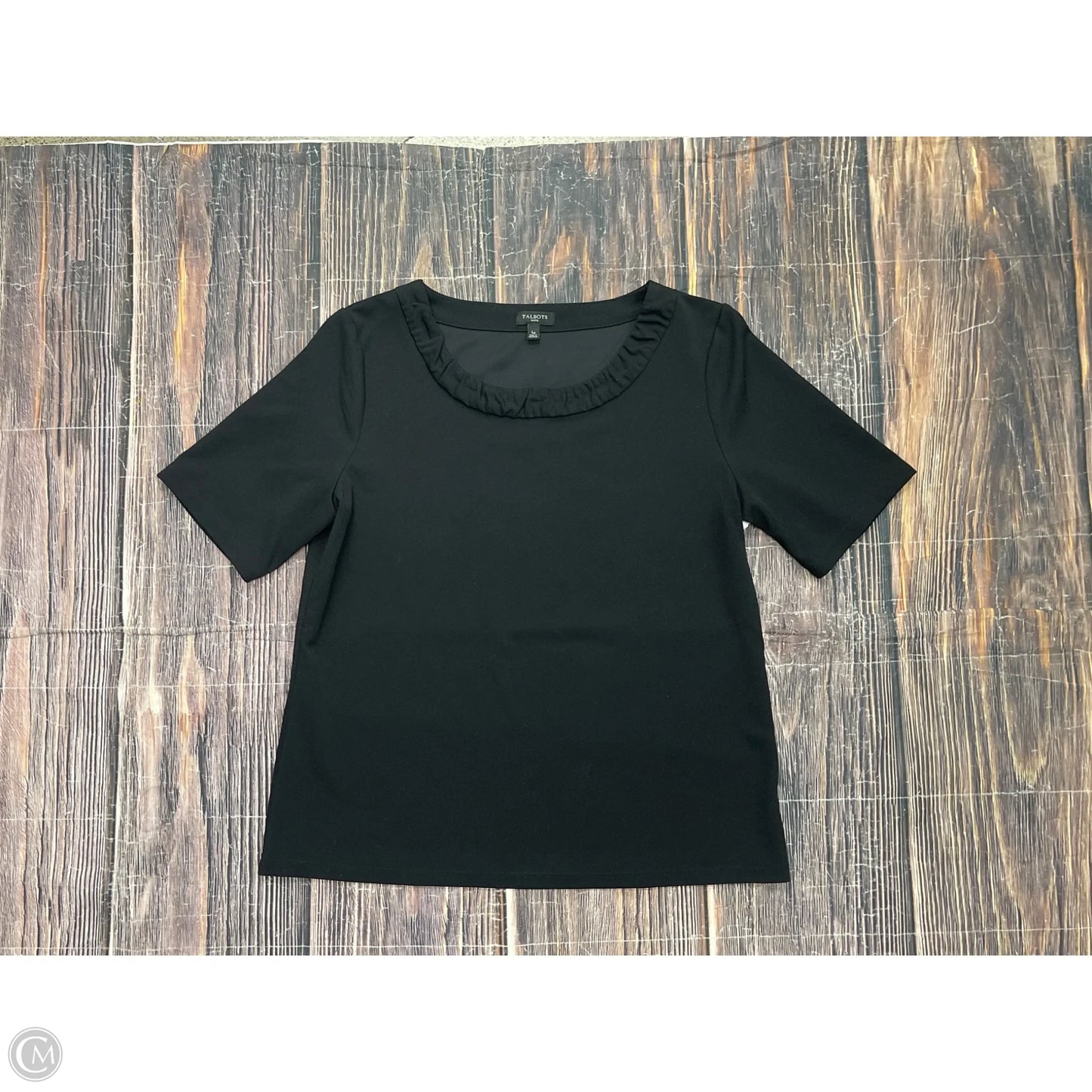 Top Short Sleeve By Talbots In Black, Size: Lp