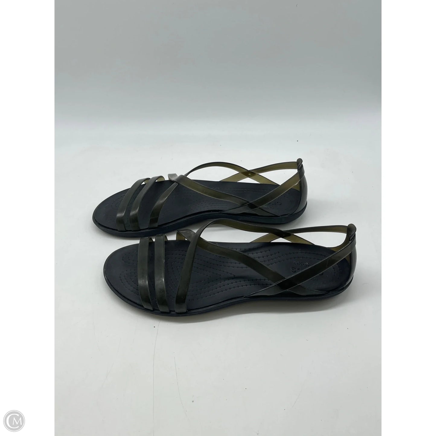 Sandals Flats By Crocs In Black, Size: 7
