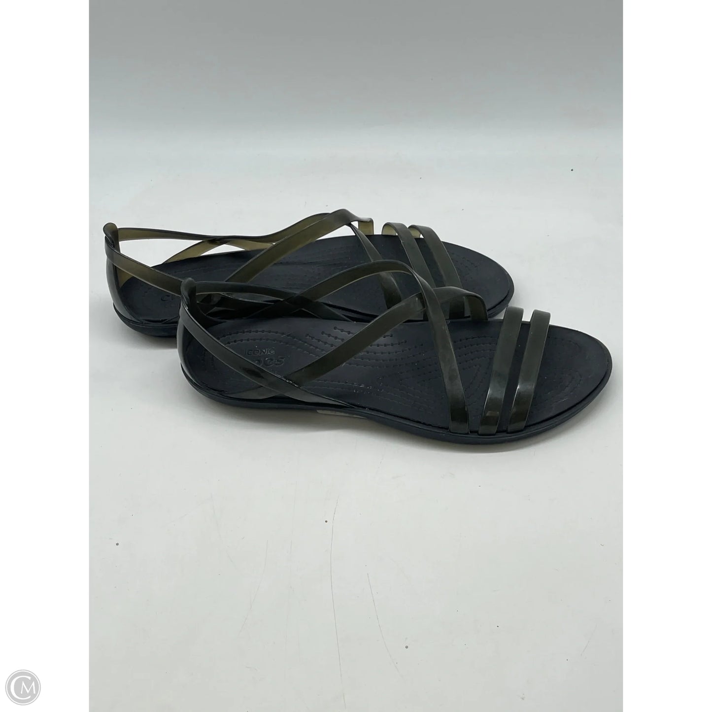 Sandals Flats By Crocs In Black, Size: 7