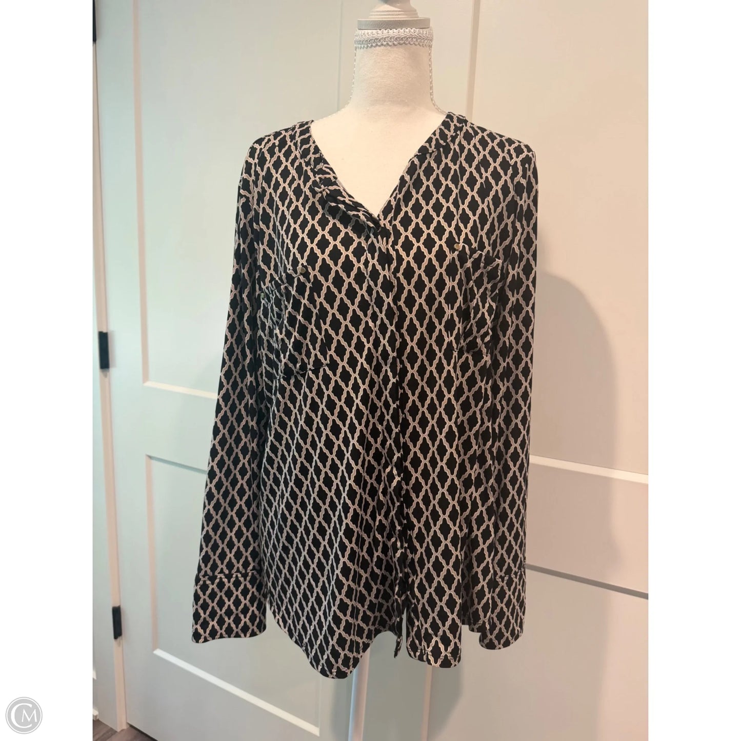 Top Long Sleeve By Dana Buchman In Black, Size: Xl