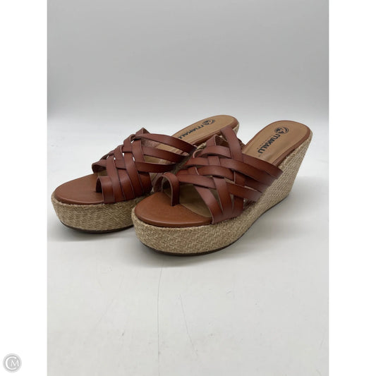 Sandals Heels Wedge By Clothes Mentor In Brown, Size: 7