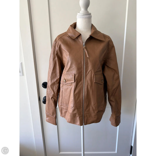 Jacket Moto By Universal Thread In Brown, Size: L